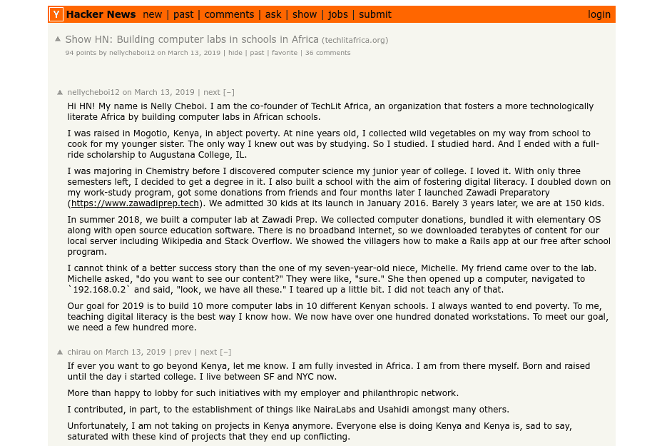 Nelly and Techlit on The Front Page of Hacker News in 2019