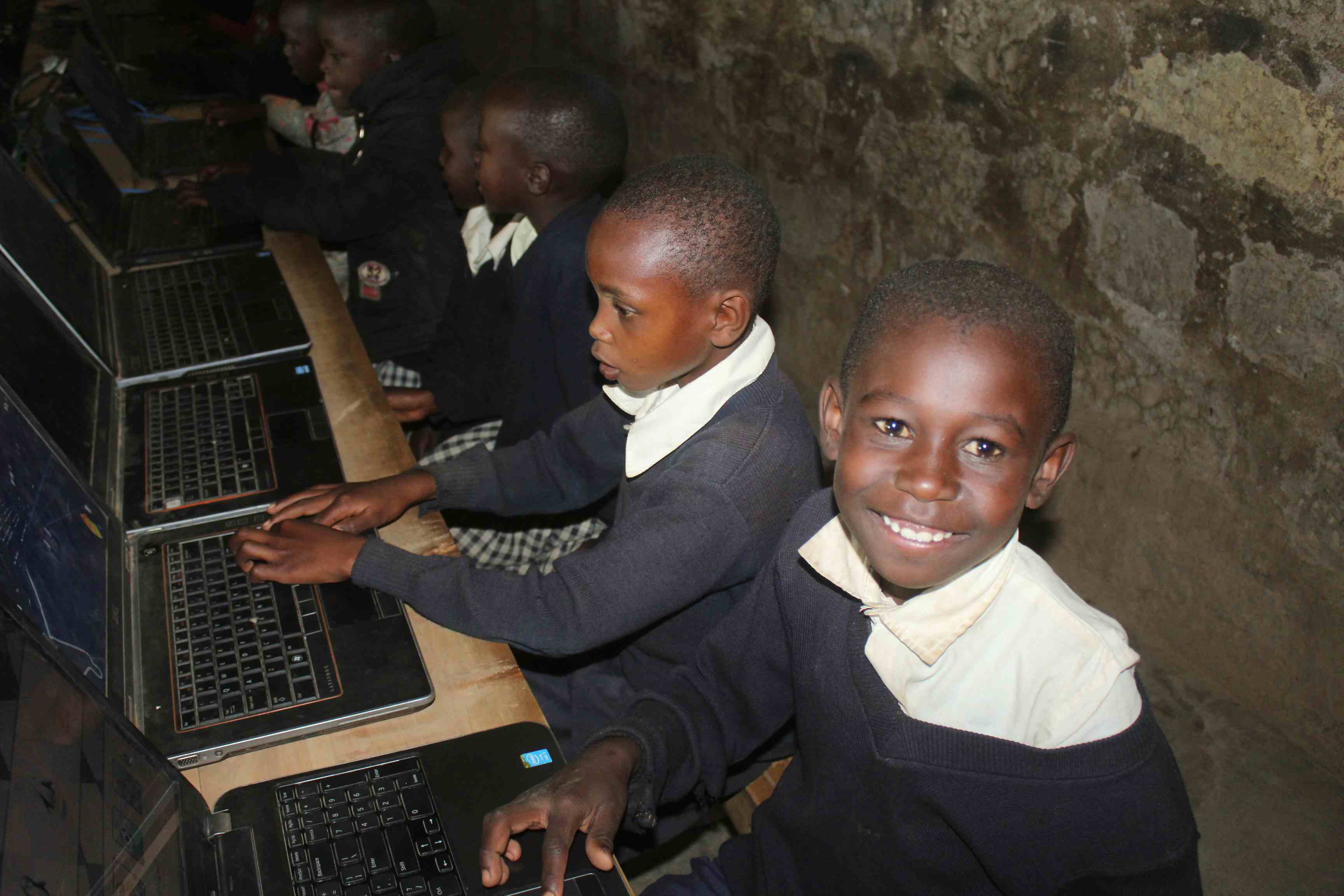 Students focused in computer class