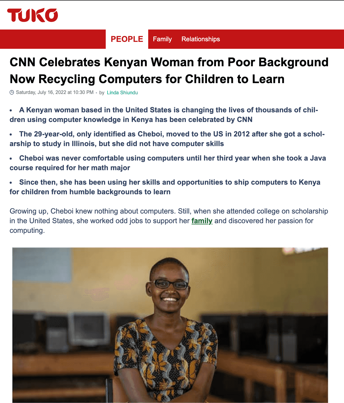 Tuko feature TechLit Africa after CNN Hero