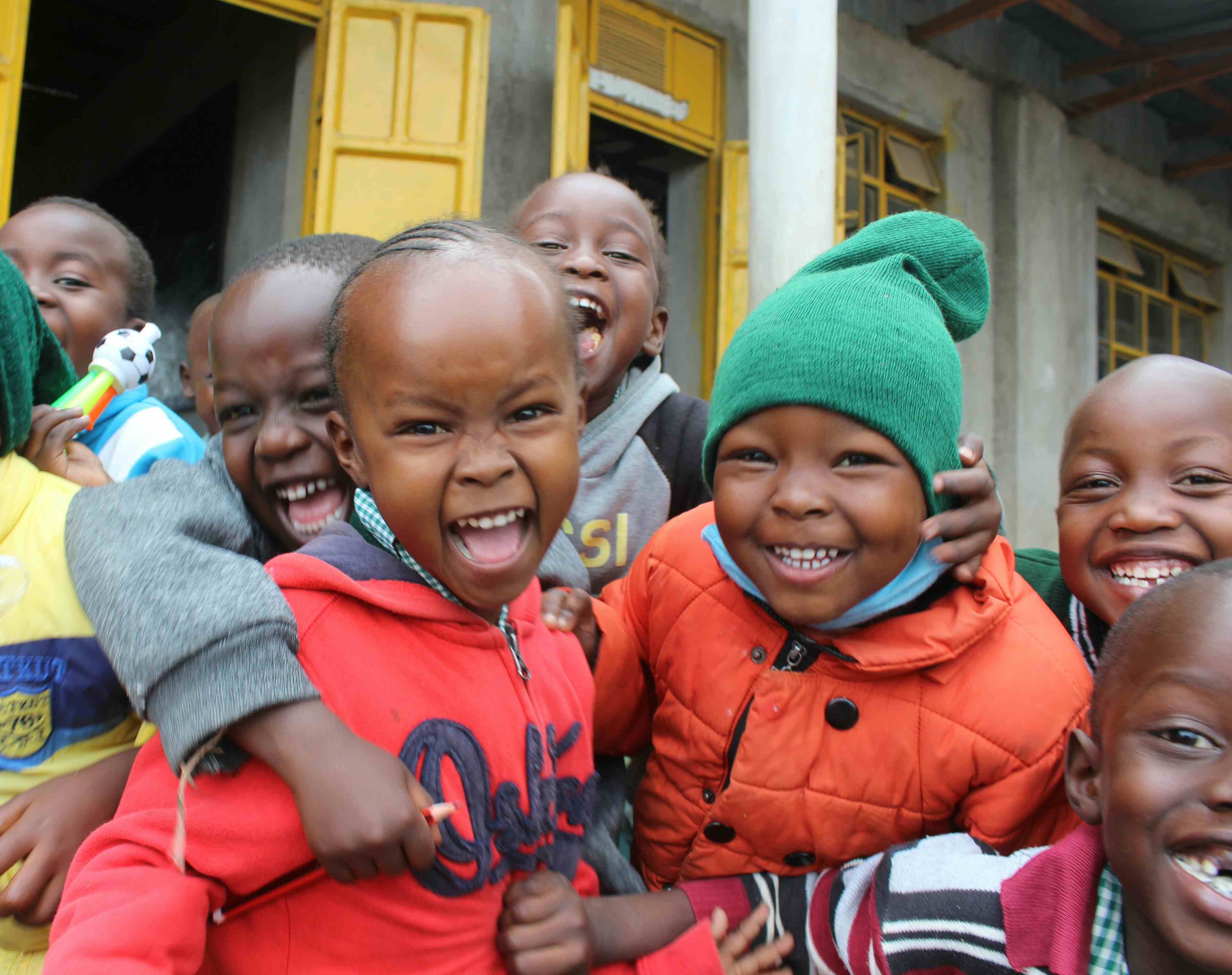 Primary Schools students of Zawadi Yetu Mogotio outside their classroom